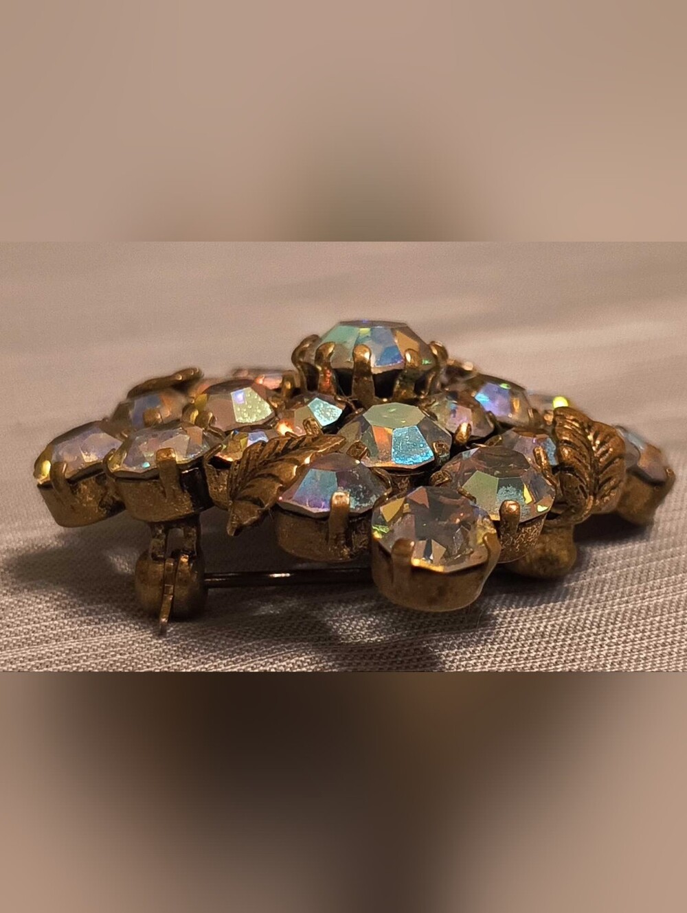 Vintage 1950s Signed Austria Aurora Borealis Pendant Brooch Combo